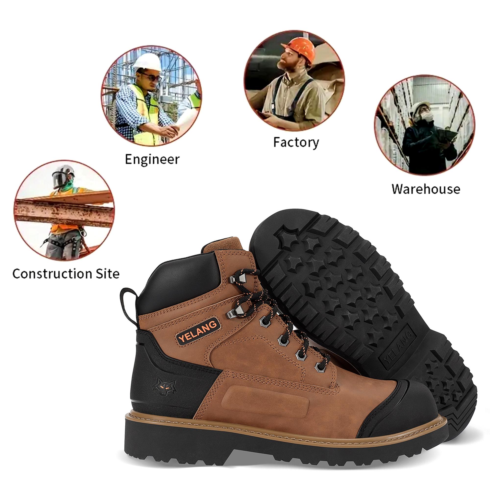Men's Steel Toe Closed Safety Work Boots - Slip-Resistant, Puncture-Proof Utility Footwear for Worker, Construction-Grade Casual Work & Safety Footwear, Heavy Protection Work & Safety Footwear
