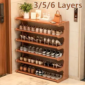Bamboo Shoe Rack - 3/5/6 Tier Wooden Shoe Storage Organizer for 6-24 Pairs, Space Saving Entryway & Bedroom Shoe Shelf, Easy Assembly