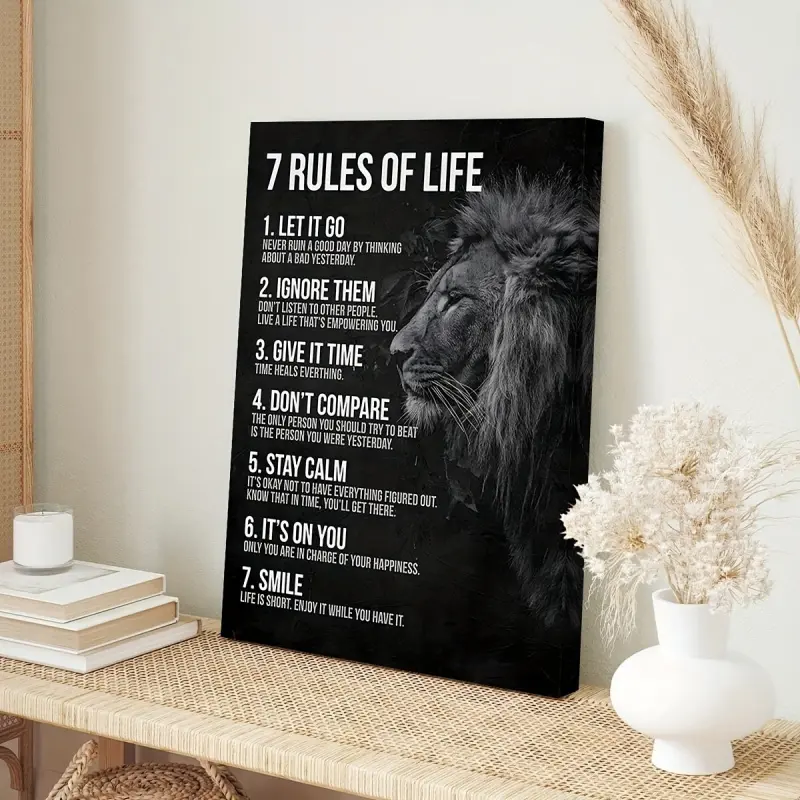Framed Inspirational Quotes 7 Rules for Life Wall Art Inspirational Posters Reading Signs Classroom Inspirational Posters High School Inspirational Posters Bedroom Boys Room Home Office Positive Affirmations Wall Decoration