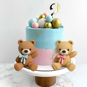 LaVenty cake shed cake topper gender reveal Pink Blue Gender Reveal Cake Toppers Boy or Girl Cake Decoration Bear Cake Decoration Baby Shower Party Decoration