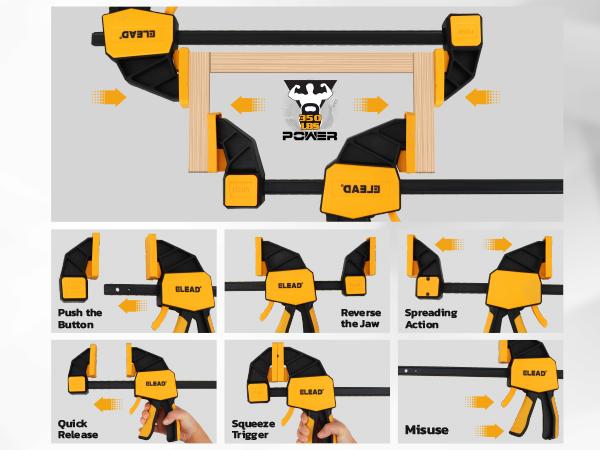 12-Inch Bar Clamp Set with Leveling Block Clamp, 3-Pack Quick-Release Wood Clamps/Spreader, One-Handed F Clamp350LBS Load Limit, Light Duty Woodworking Clamps for Table Wood Working 12-Inch Bar Clamp Set with Leveling Block Clamp, 3-Pack Quick-Release Wood Clamps/Spreader, One-Handed F Clamp350LBS Load Limit, Light Duty Woodworking Clamps for Table Wood Working
