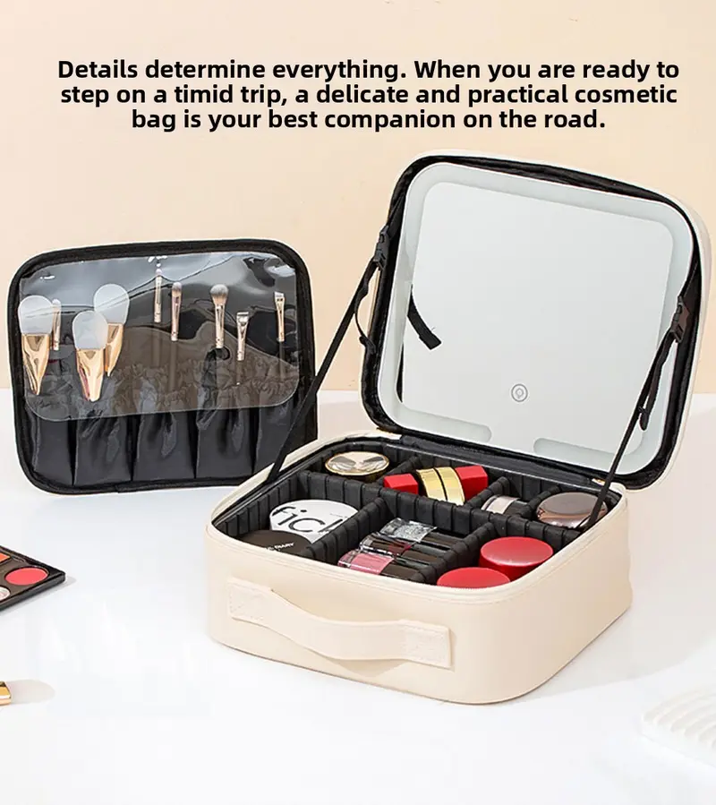 2025 Trending LED Makeup Bag with Mirror Large Capacity Portable Stylish Travel Case for Cosmetics