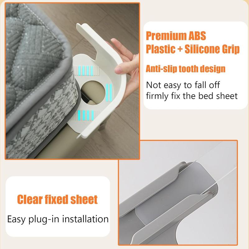 Bed Lock Sheet Holders 4PCS | Fits Any Size Mattress | Non-Slip Keep Sheets Tight White&Grey