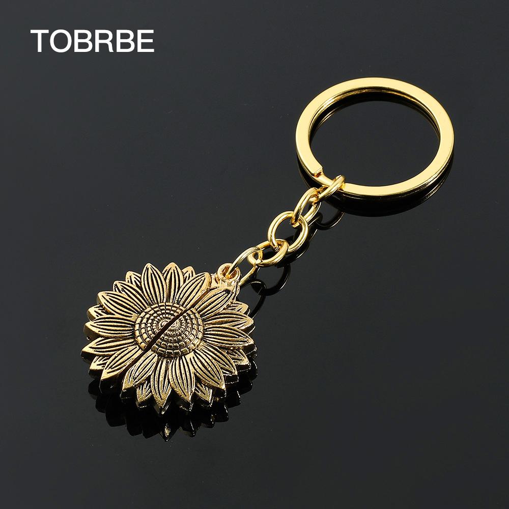 Sunflower Keychain Inspirational Gifts for Women Men Birthday valentines Gifts for Best Friend Student Graduation - Keep Fucking Going Keychain