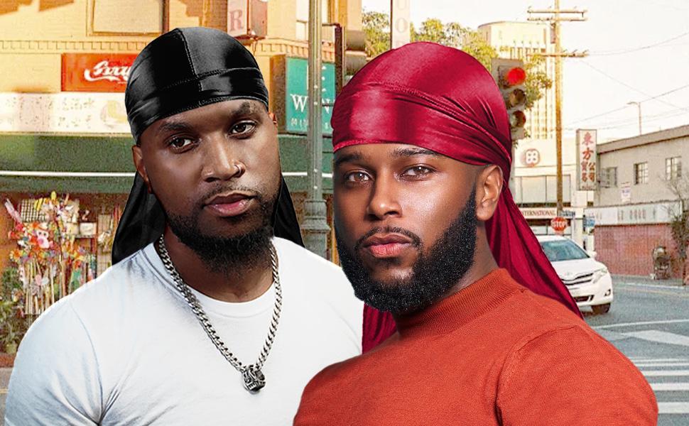 Silky Durags for Men Wave Pomade Strong Hold Easy Wash 360 Wave Turban Hats Workout Hat