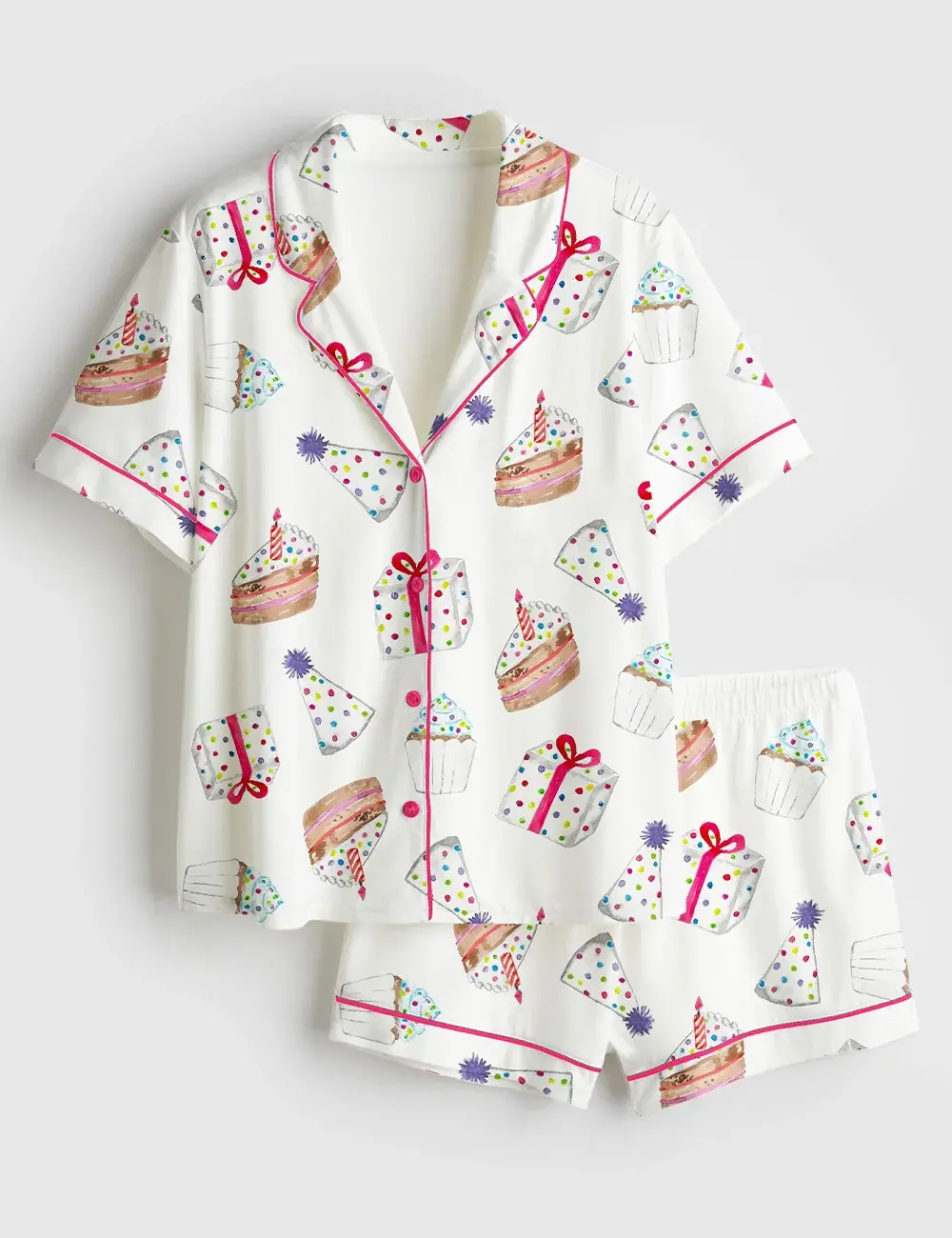 Women’s Birthday Party Short Sleeve Satin Pajama Set