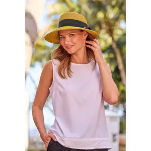Clara Wide Brim Hat with Ribbon | Natural