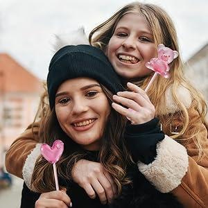 Candy Master MeCandy 4D Music Lollipop 4D design shaped in Bear, Strawberry, Dinasour, Love Heart Fruity Flavor,strawberry, white peach |sugar free singing lollipop