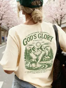 Aesthetic "Glory Of God" Deer Tee | Women's Gorpcore Christian Shirt | Psalm 42:1 Nature Graphic Streetwear