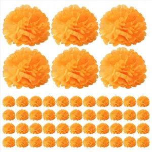 3.9inch Marigold Flowers Artificial Day of the Dead Flower 50Pcs Fake Marigold Flowers Head for Marigold Garland Making aromatic plants