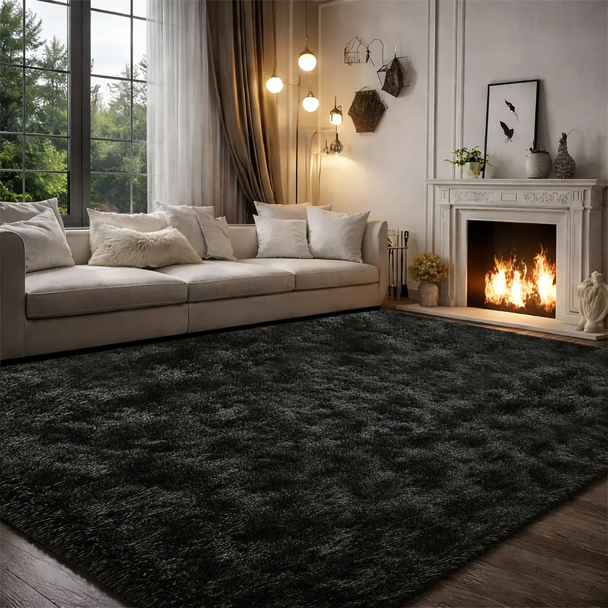 Viral Fluffy Rug for Living Room Insop,Soft Large Size Cloud Area Rugs,Shaggy Tie-Dye Non-Slip Soild Carpet for Bedroom, New Year Home Decor Upgrad,back to school,dorm essentials,home essentials