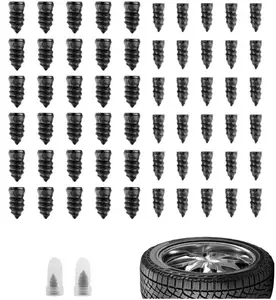 60PCS Tire Plug Kit, Tire Repair Rubber Nails, Vacuum Tyre Repair Screws Fast Repair Kit with a Box, Screwdriver, for Car Motorcycle Truck ATV Tire Puncture Repair																	