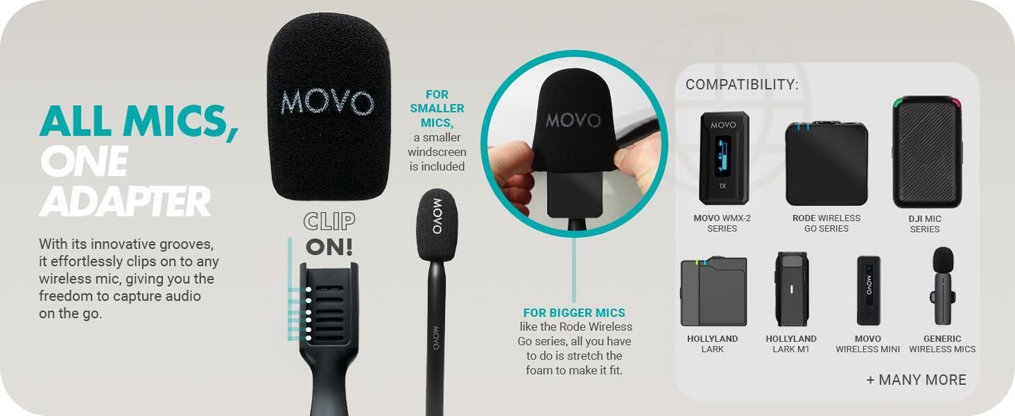 Movo | WMX-HM | Handheld Interview Mic Handle Adapter for Wireless Microphones Audio Recording Smartphone Protection