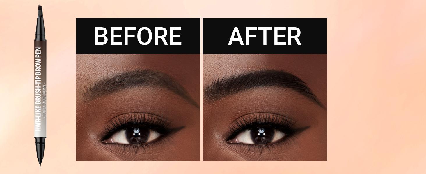 【FREE SHIPPING】2PCS iMethod 4D Brow Pen, 2-in-1 Eyebrow Pencil with Waterproof Microblading and Dual-Ended Eyeliner Brush for Natural Brow Makeup and Eyelash Line
