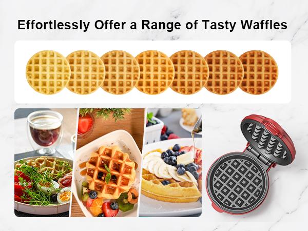 [New Year Gift] Crownful Mini Waffle Maker, 4 Inch, Non-Stick Waffle Maker for Familes and Kids, Cooking Breakfast, Desserts, Sandwiches, Eggs, and Snacks with the Family