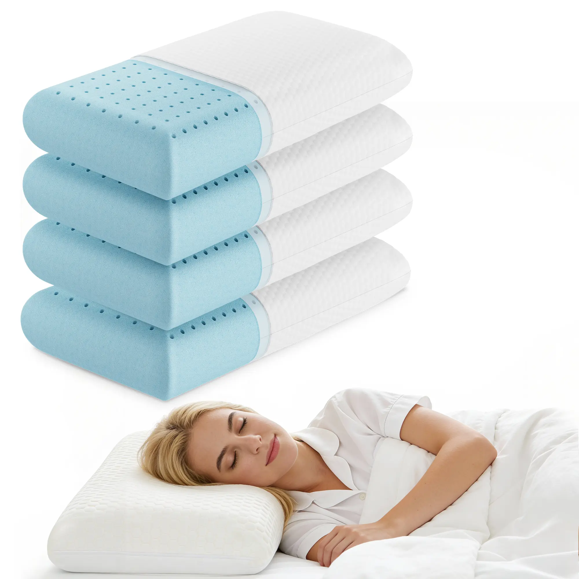 Cooling Gel Memory Foam Bed Pillows for Sleeping with Removable Washable Cover, Ventilated Breathable Soft Foam Pillow for Side Back Stomach Sleepers