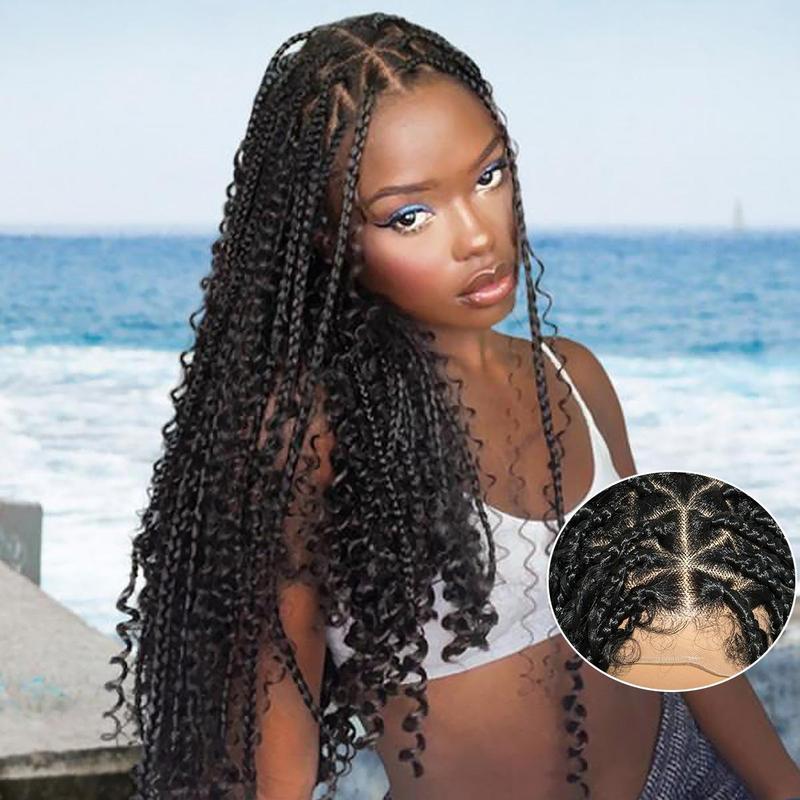 West Kiss Synthetic Wigs 36 Inch Boho Braided 13x6 Lace Front Wigs for Black Women Pre Plucked with Baby Hair