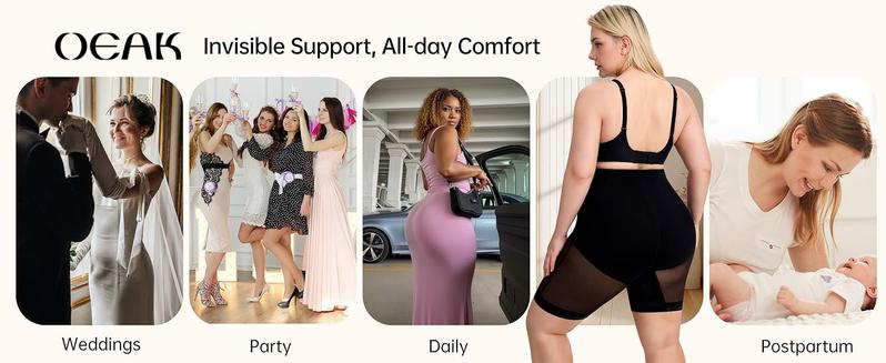 OEAK Comfortable Shapewear for Women Tummy Control High Waisted Shapewear Shorts Targeted Compression Breathable Body Shaper