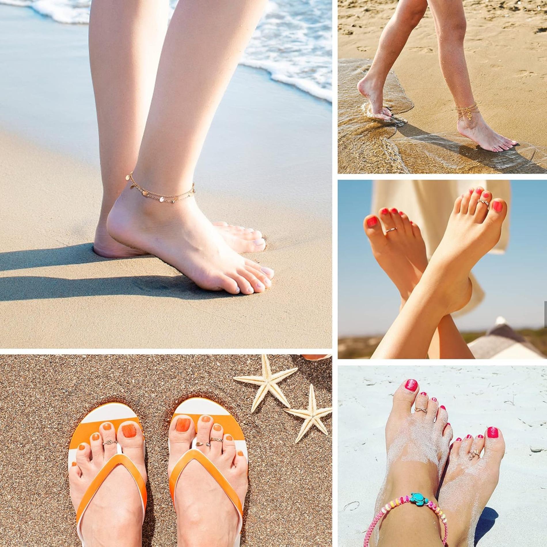 Jstyle Toe Rings and Ankle Bracelets for Women Silver Rose Plated Anklet Toe Rings Cute Layered Anklets Open Tail Rings Adjustable Beach Foot Jewelry for Summer Daily Jstyle Toe Rings and Ankle Bracelets for Women Silver Rose Plated Anklet Toe Rings Cute Layered Anklets Open Tail Rings Adjustable Beach Foot Jewelry for Summer Daily