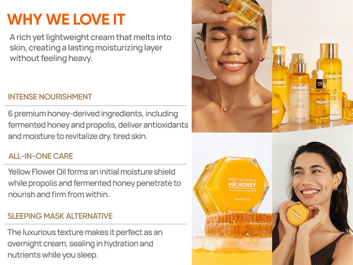 Banila Co Miss Flower & Mr Honey Rejuvenating Cream with Propolis Extract & Honey Complex for Deep Moisture & Radiance