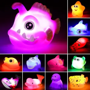 Valentine's Day Gift – Baby Bath Toys – 12-Pack Light-Up Floating Rubber Toys with Color-Changing Lights – Fun Bathtub Shower Games