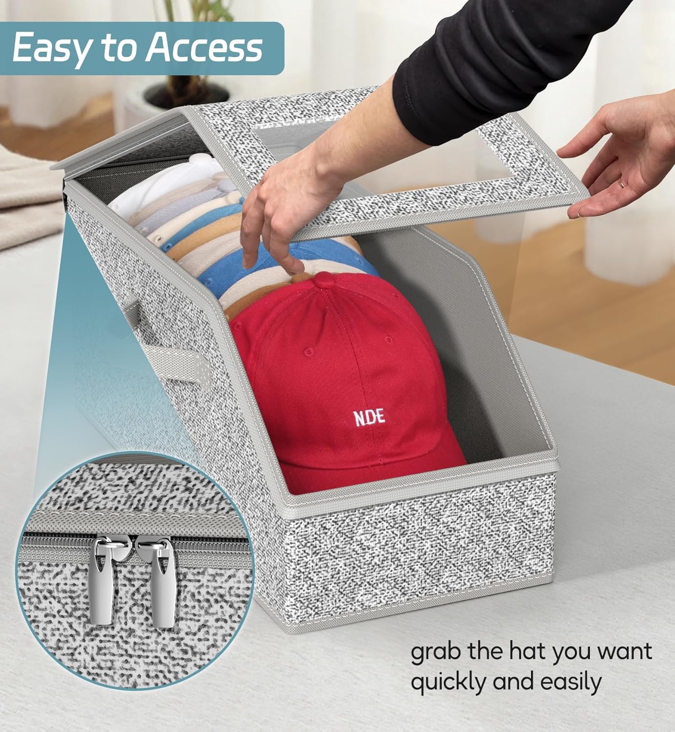 2 PCS Stackable Hat Storage Boxes for Baseball Caps, Holds Up to 24 Hats, Durable Cardboard Box for Men, Classic Style, Wardrobe Organizer