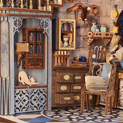 CUTEBEE DIY 3D Book Nook Kit Nebula Common Room – Miniature Sci-Fi Dollhouse, Handmade Tiny House Bookshelf Insert with Bookends and LED Light | Holiday, Christmas and Black Friday Gift