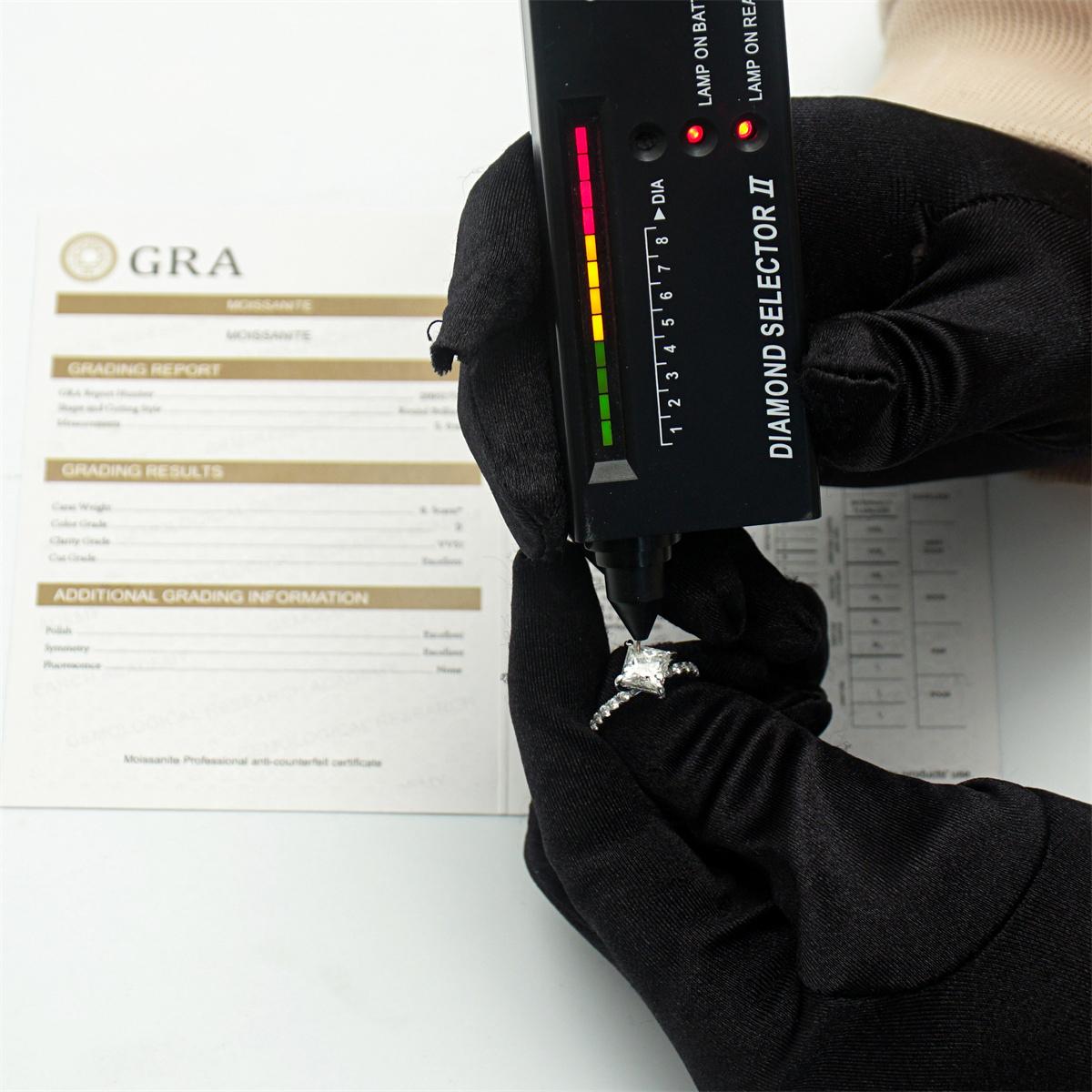 Delzzad 2ct Solitaire Ring Princess Synthetic Moissanite S925 Christmas Gift