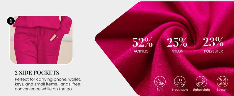 Women's Long Sleeve Knit Loungewear Set Jogger Pants Outfit Loose fit version Thick home wear winter or runs large lightweight