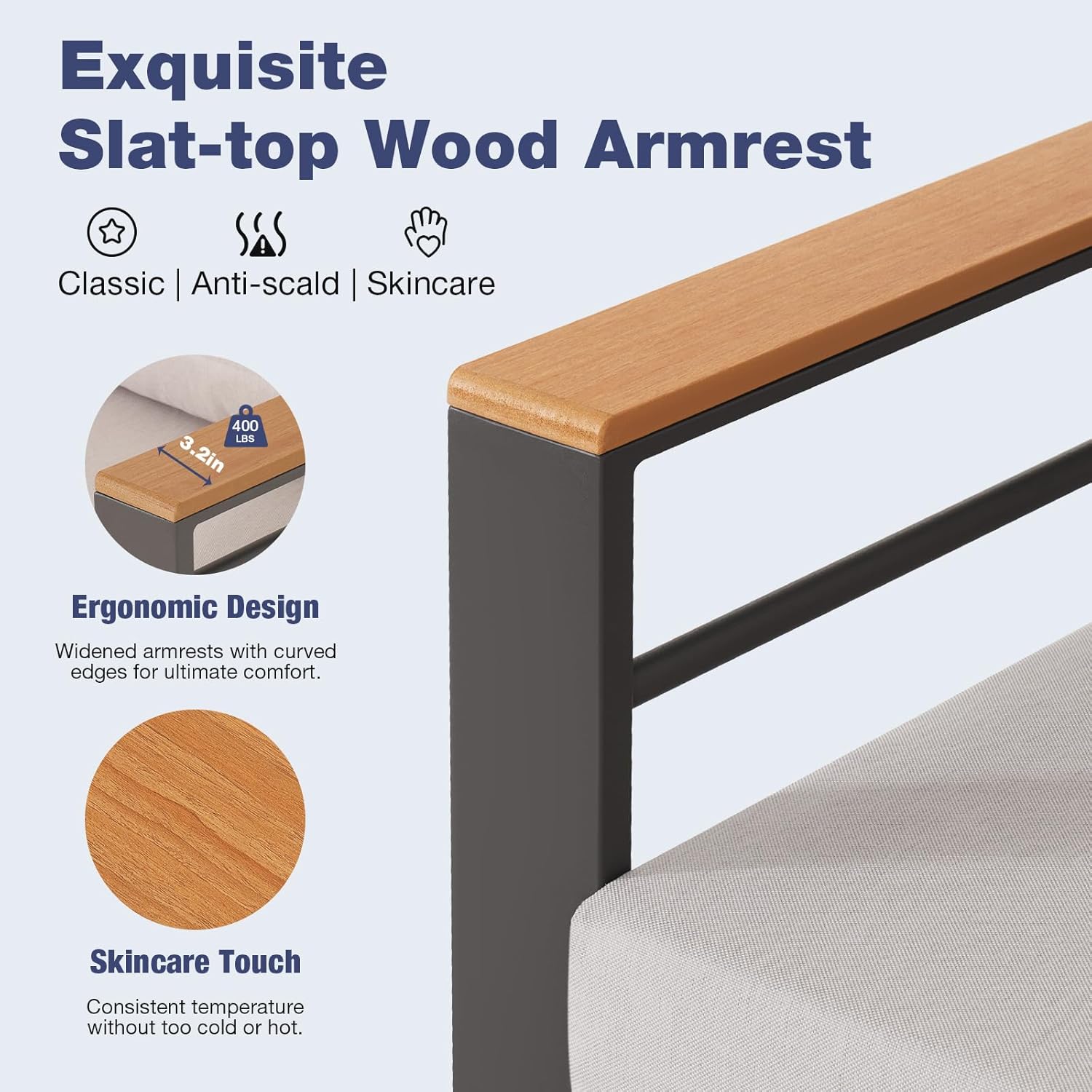 Aoxun Aluminum Outdoor Sectional Sofa - All Weather Waterproof Thick Washable Cushions | Patio Porch Balcony Deck Furniture