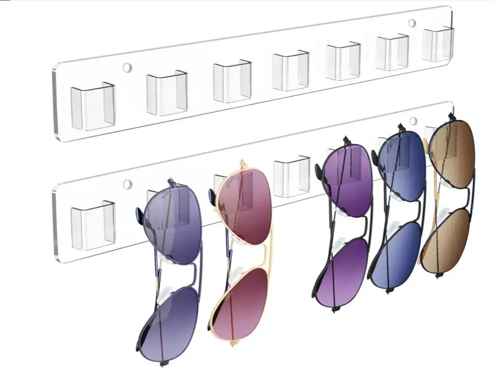 Sunglasses Organizer 2 Pack, Wall Glasses Holder, Acrylic Sunglass Display Organizer Office Home Decor