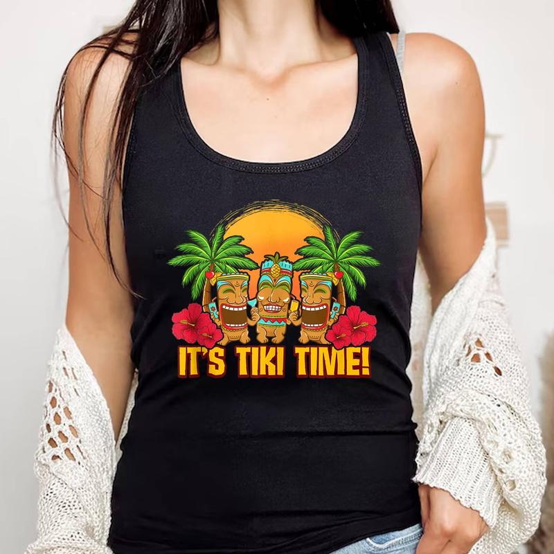 Tiki Polynesian Hawaiian Beach Vacation Funny Tank Top