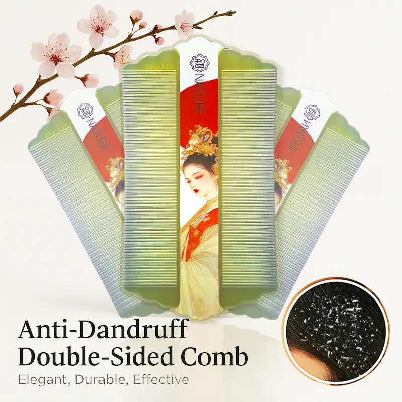 Double Sided Anti-Dandruff Comb, Fine Tooth Anti Static Hairbrush for Detangling and Scalp Massage, Prevents Frizz, for All Hair Types and Male Beard Care, Hair Detangling Comb, Fine Teeth, Handmade, Artistic And Collectible