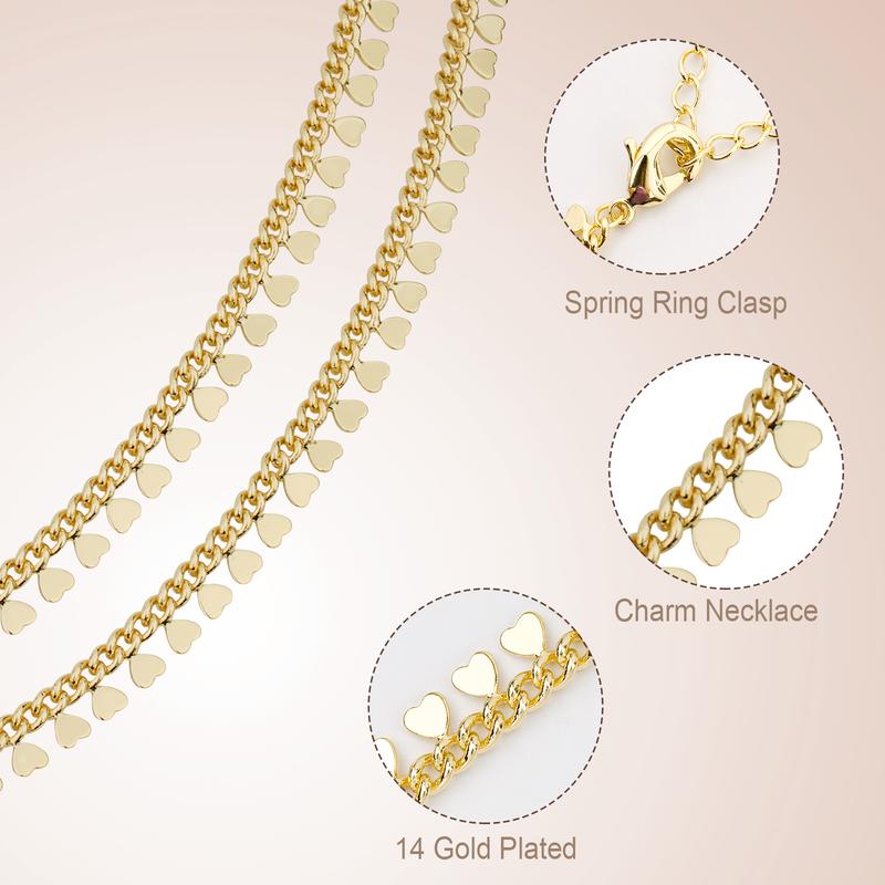 MEIITRUE 14K Gold Plated Heart Charm Necklace for Women, Hypoallergenic Fade-Resistant Dainty Chain Necklace, Trendy Jewelry Gift for Girls