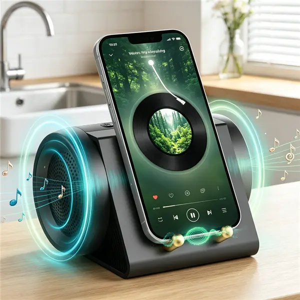 Wireless Induction Audio Speaker Stand,Portable Audio Amplifier Stand for Smartphones & Tablets, 2-in-1 Desktop Stand with Resonance Sound Technology, Ideal for Home Office Desk Accessories Gifts，Father's Day gifts