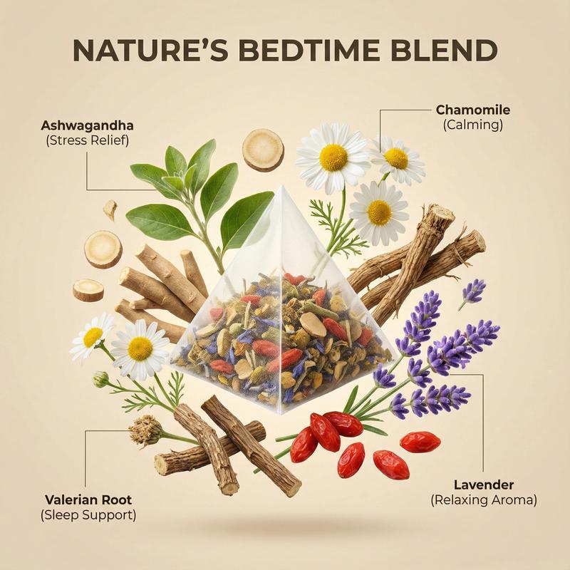 Herbal Tea Sleep Support & Stress Relief| Ashwagandha, Valerian Root, Chamomile, Lavender & Licoricel- 2.6oz (75g) - No Flavors - Caffeine Free