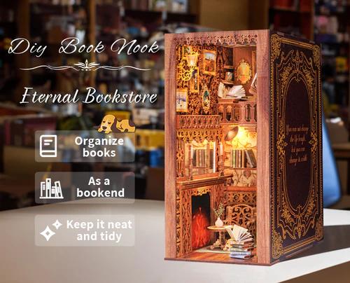 CUTEBEE Eternal Bookstore Black Friday DIY Book Nook Kit - Miniature Dollhouse with LED Light, Classic Design, Perfect for Adults & Teens, Ideal Gift for Family & Friends