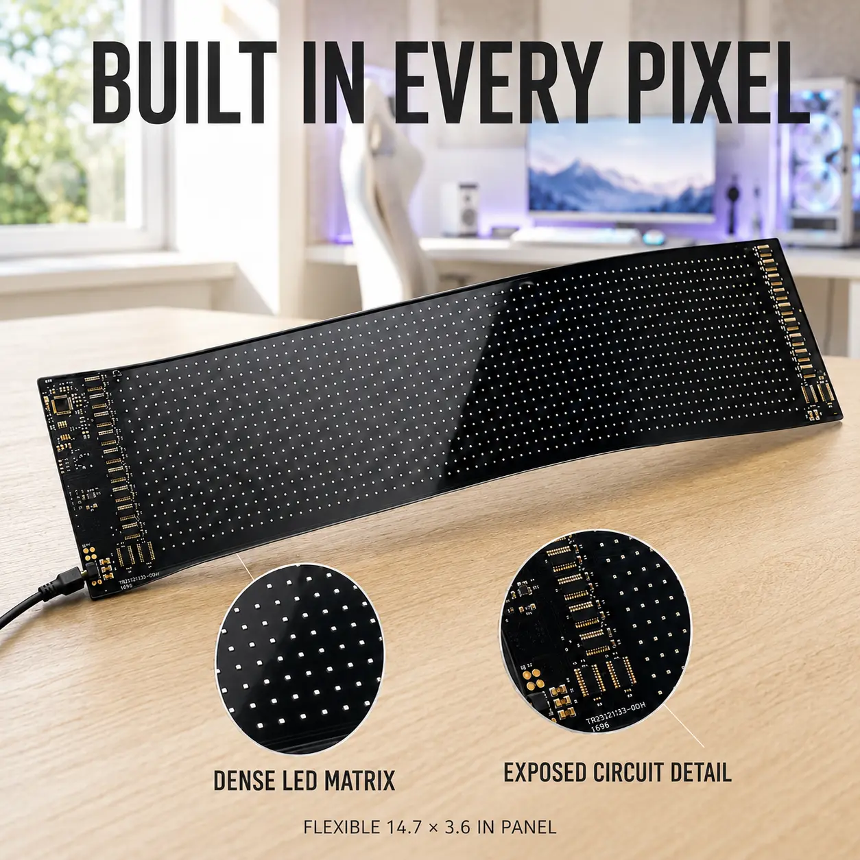 【LED Sign】Gamers' Indoor Use Flexible LED Matrix Panel - App-Controlled RGB Lighting, Remote Control, Flexible Panel for Gaming Room Customization