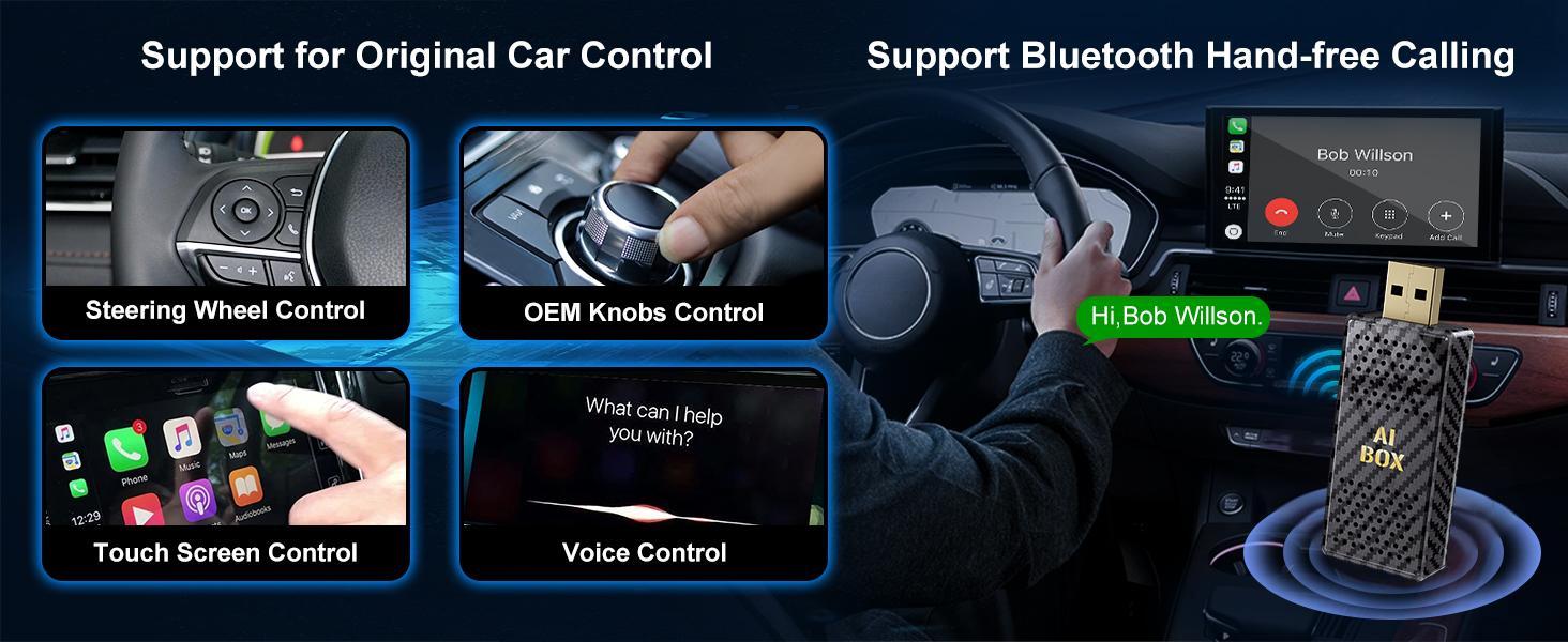 【FIFA World Cup 2026】Yurnlv Mini Al Box -Streaming Netflix/Youtube/Tiktok/Google Play to your car! 4 in 1 Wireless CarPlay and Android Auto Adapter suitable for Factory wired CarPlay Cars