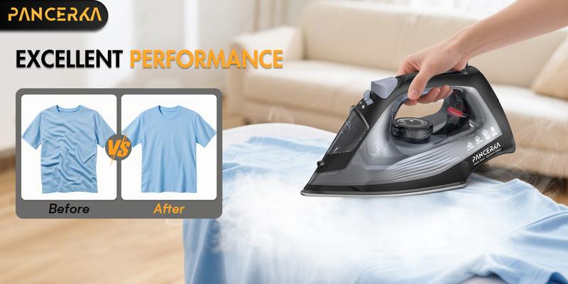 PANCERKA 1600W Steam Iron for Clothes - Powerful Steam Burst, Teflon Non-Stick Soleplate, Fast Heating & Auto Shut-Off | Clothing Iron with Easy Temperature Control | Irons | Plancha de Ropa