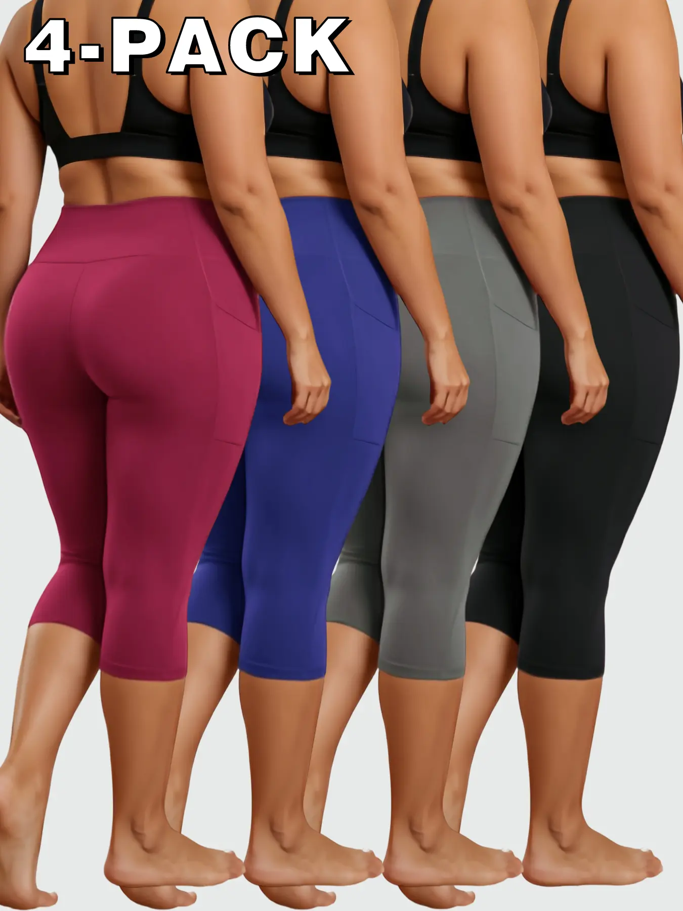 4-Pack High Waisted Capri Leggings for Women, Buttery Soft Stretchy Workout Yoga Pants, Breathable & Tummy Control, Butt Lifting Athletic Capris tiktokshopbacktoschool,back to school,back to school haul