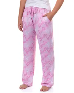 Barbie Pajamas All Over Logo Design Adult Lounge Sleep Pants Barbie Pajamas All Over Logo Design Adult Lounge Sleep Pants