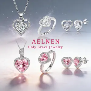 AELNEN Heart Birthstone Ring/Stud Earring/Necklace for Women - [Love You More] - 925 Sterling Silver Zirconia Wedding Anniversary Birthday Mothers Day Jewelry Gifts For Her Mother Wife