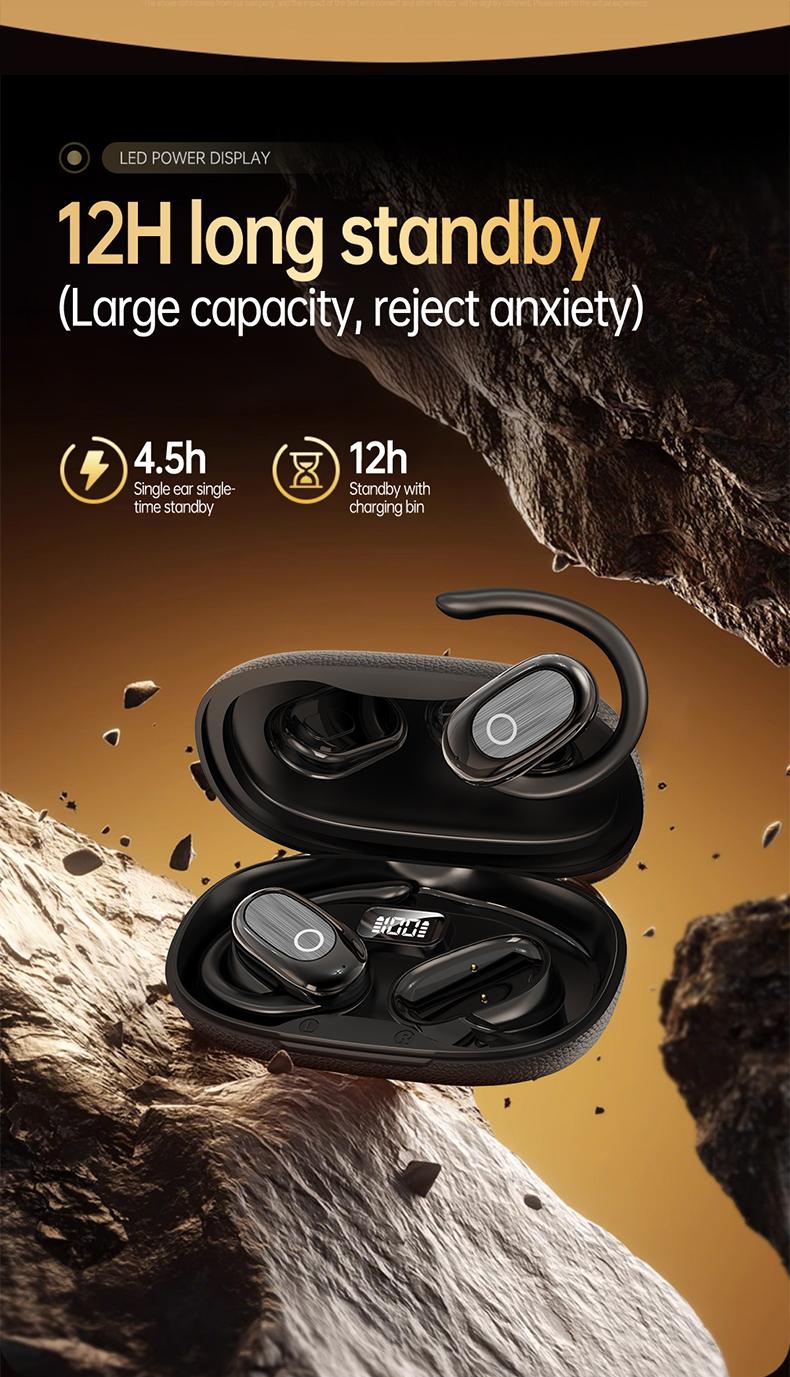 Acer OHR553 Wireless Open-Ear Headphone, Fashionable Earbuds, Wireless Gaming Earphones, HIFI Sound Quality Music Headset for Gaming Travel Sports Built-in Mic, Electronic Audio & Video Black