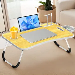 Ultra Large Portable Laptop Foldable Bed Table with Cup Holder Drawer USB Fan Light Stable Durable for Eating Reading Writing School Supplies