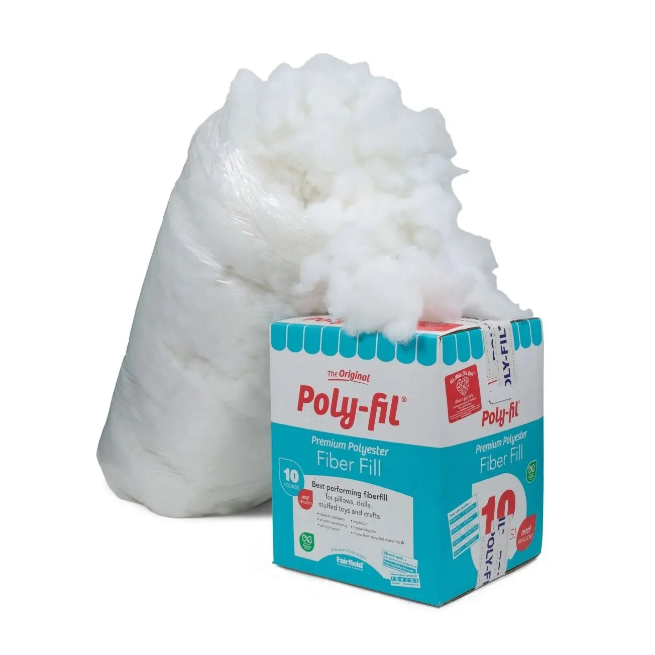 Poly-Fil Polyester Fiberfill Stuffing, 10lb Box, Bulk, by Fairfield - 78- 78