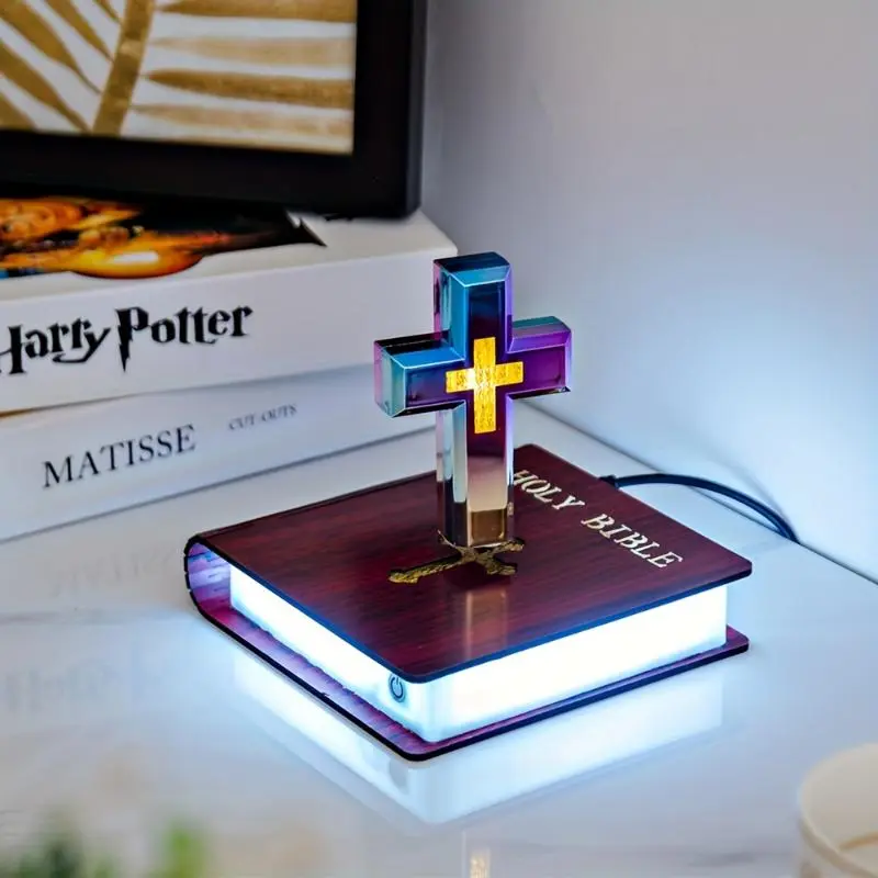 Levitating Cross Lamp, Multi-Color Floating Cross, Christian Bible Cross Gift Home Decoration  Room Led Light Religious Metal Ornaments suncatcher window cover bathroom toilet wall trippy  room  decor