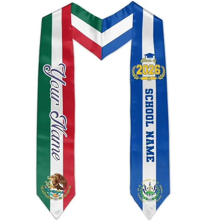 Personalized Mexico El Salvador Graduation Stole, 2026 Graduation Sash Gift, Gift For Daughter and Son, Graduation Gift
