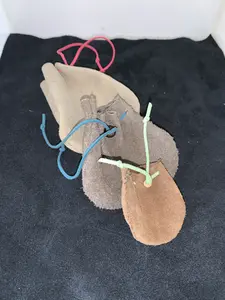 Three handmade leather cinch sacks Clarence bundle C