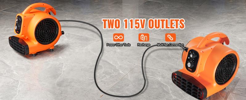 VEVOR Floor Blower, TikTokShopBlackFriday, 1/4 HP, 1000 CFM Air Mover for Drying and Cooling, Portable Carpet Dryer Fan with 4 Blowing Angles and Time Function, for Janitorial, Home, Commercial, Industrail Use, ETL Listed